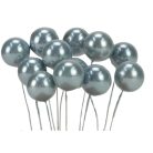 Drótos bogyó gyöngyház - Jégkék - 1,8 cm - 12 db/csomag