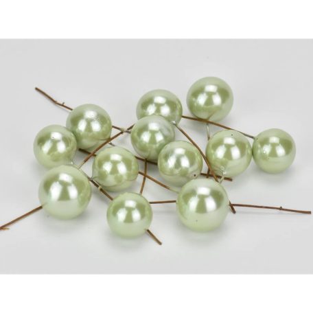 Drótos bogyó gyöngyház - Menta - 1,8 cm - 12 db/csomag