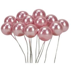 Drótos bogyó gyöngyház - Oldpink - 1,8 cm - 12 db/csomag
