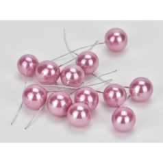 Drótos bogyó gyöngyház - Oldpink - 1,8 cm - 12 db/csomag