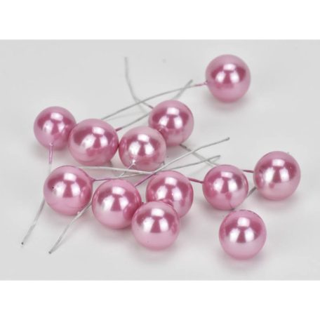 Drótos bogyó gyöngyház - Oldpink - 1,8 cm - 12 db/csomag