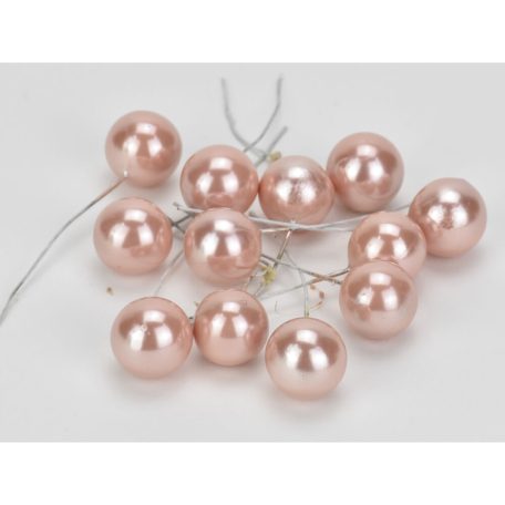 Drótos bogyó gyöngyház - Púder - 1,8 cm - 12 db/csomag