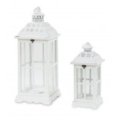   Fából készült lámpás - - Fehér - 62x25 cm, 40x17 cm - 2 db-os szett  