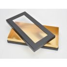 Tégla papírdoboz arany belsővel - Fekete - 30x15,5x4,5 cm