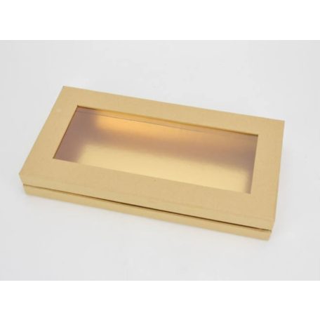 Tégla papírdoboz arany belsővel - Natúr - 30x15,5x4,5 cm