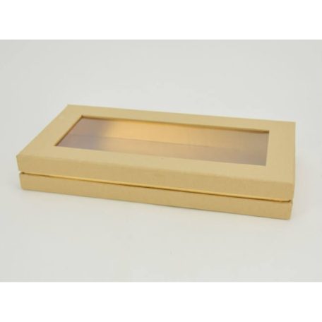 Tégla papírdoboz arany belsővel - Natúr - 30x15,5x4,5 cm