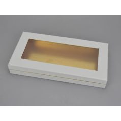   Tégla papírdoboz arany belsővel - Fehér - 30x15,5x4,5 cm 