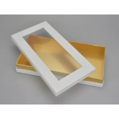   Tégla papírdoboz arany belsővel - Fehér - 30x15,5x4,5 cm 