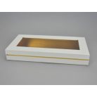 Tégla papírdoboz arany belsővel - Fehér - 30x15,5x4,5 cm 