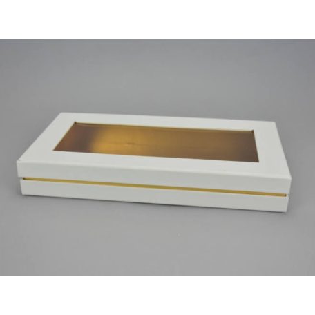 Tégla papírdoboz arany belsővel - Fehér - 30x15,5x4,5 cm 