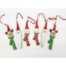 Akasztós karácsonyi dísz szett fából - hóember/maci
