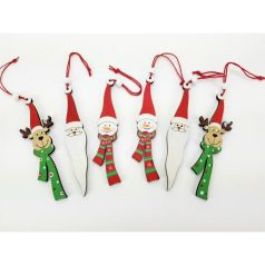   Akasztós karácsonyi dísz szett fából - télapó/rénszarvas