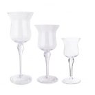 Üveg gyertyatartó -  39x17x17 cm