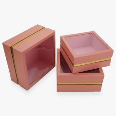 Aranyszegélyes kocka doboz rózsaszin 