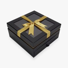 Aranymasnis fiókos kocka doboz fekete - 23x23x11 cm