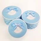 Pöttyös papírdoboz babakék - 3 db-os szett