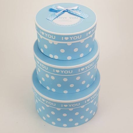 Pöttyös papírdoboz babakék - 3 db-os szett