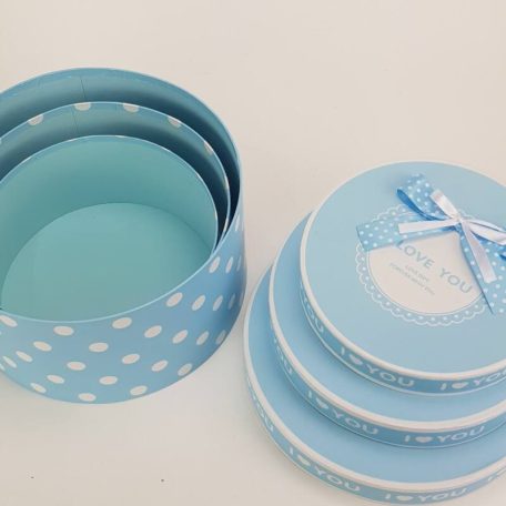 Pöttyös papírdoboz babakék - 3 db-os szett