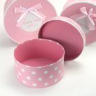  Pöttyös papírdoboz pasztell rózsaszín - 3 db-os szett - 21, 24, 27 cm