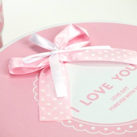  Pöttyös papírdoboz pasztell rózsaszín - 3 db-os szett - 21, 24, 27 cm