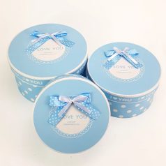 Pöttyös papírdoboz - Kék - 3 db-os szett - 21, 24, 27 cm
