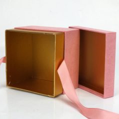 Bársony doboz masnival - Rózsaszín - 9x12 cm