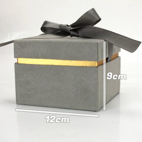 Szürke doboz masnival - 9x12 cm