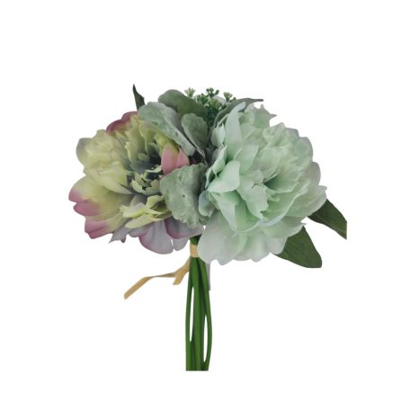 3 fejes nyílt paeonia csokor - 05 - Menta - 31 cm 
