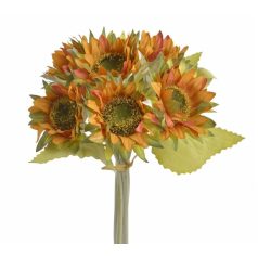 Dekor hamvasszárú napraforgó csokor - Barna - 26,5 cm
