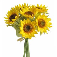  Dekor hamvasszárú napraforgó csokor - Napsárga - 26,5 cm 