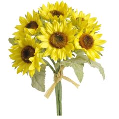 Dekor hamvasszárú napraforgó csokor - Sárga - 26,5 cm