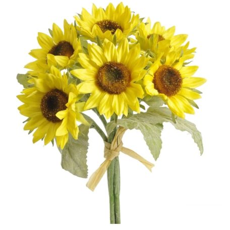 Dekor hamvasszárú napraforgó csokor - Sárga - 26,5 cm