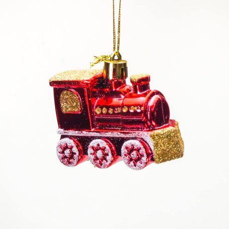 Vonat karácsonyfadísz piros - 7x5x2,8 cm - 4 db/doboz