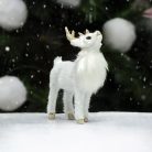 Csillámos szarvú szarvas fehér prémium - 10 cm