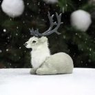 Fekvő szarvas szürke prémium - 10,5 cm