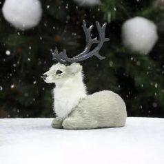 Fekvő szarvas szürke prémium - 10,5 cm