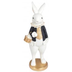   Nyuszi lány dekoratív figura fekete-fehér - 10,5x10x25,5 cm
