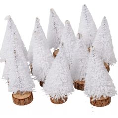 Dekor fenyőfa - Fehér - 10 cm - 12 db/csomag