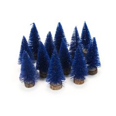 Dekor fenyőfa királykék - 10 cm - 12db/csomag