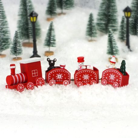 Karácsonyi fa vonat piros - 20x3x4,5 cm