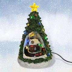  Karácsonyfa vonattal világítós-zenélős - 13,5x23 cm