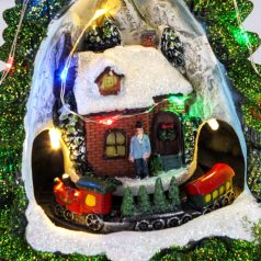  Karácsonyfa vonattal világítós-zenélős - 13,5x23 cm