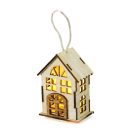  Házikó fából led-es  vintagefehér - 5,5x4x8cm
