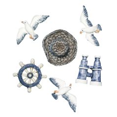 Poliresin dísz Strand - 2-4 cm - 6db/csomag  