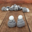 Mini kötött sapka szürke - 5 cm - 12db/csomag