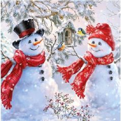   Ambiente papírszalvéta - Snowmen and Birds - 33x33 cm - 20 db/csomag