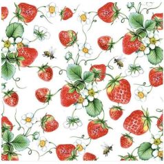   Ambiente papírszalvéta -  Strawberries All Over white - 33x33cm - 20 db/csomag