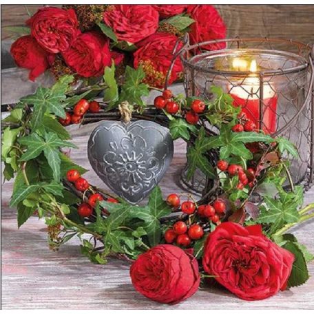 Ambiente papírszalvéta -  Roses And Ivy - 33x33cm - 20 db/csomag