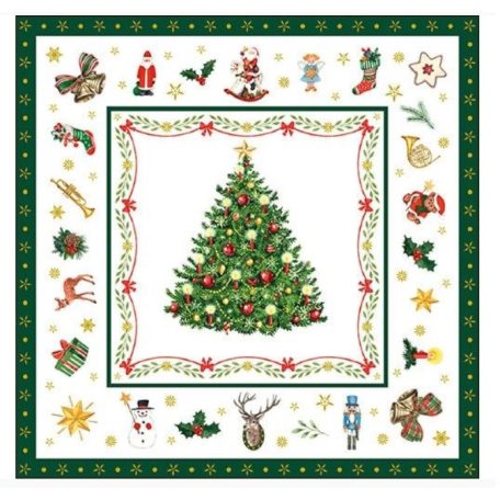 Ambiente papírszalvéta - Christmas Evergreen white - 25x25 cm, 33x33 cm - 20 db/csomag