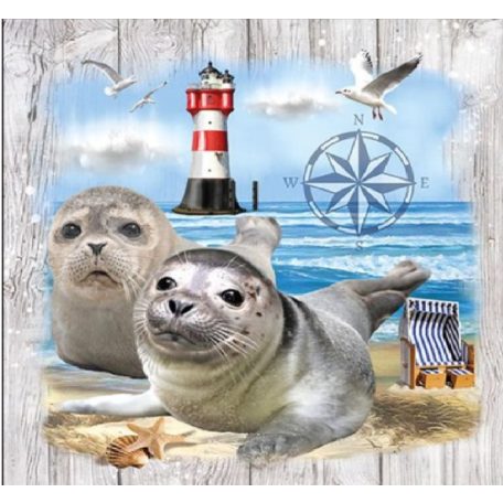 Ambiente papírszalvéta - Seal Couple - 33x33cm - 20 db/csomag